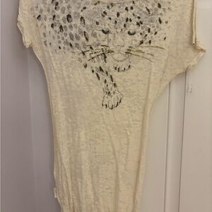 We The Free Cream Leopard Face Short Sleeve Tee